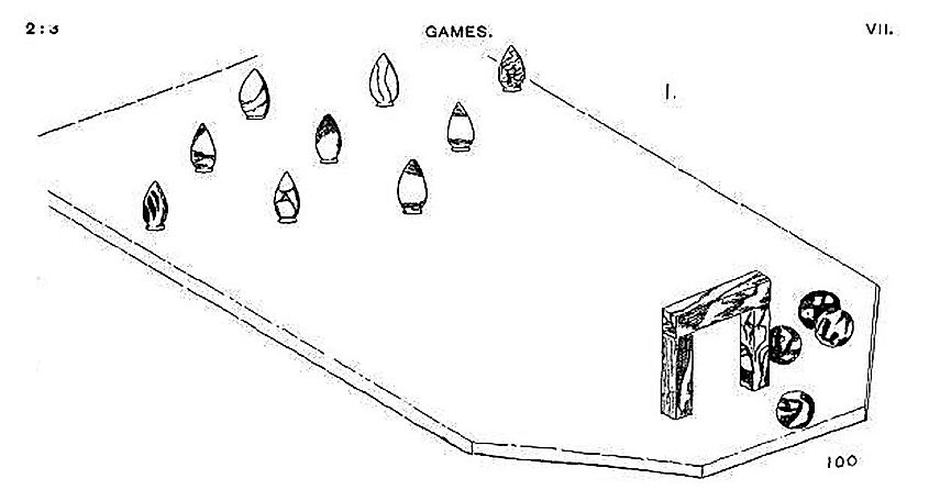 Archeologist's drawing of items found in 1895 in an ancient tomb in Naqada, Egypt