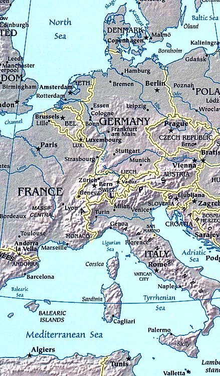 europe relief map