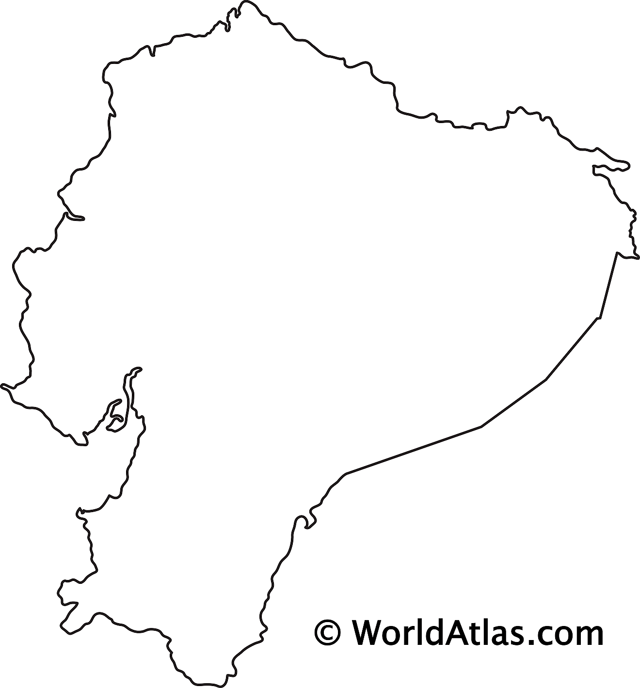 Blank Outline Map of Ecuador