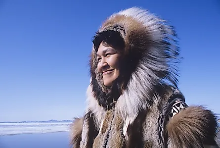 An Inuit woman in a traditional parka.