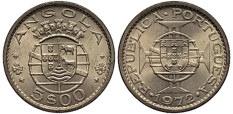 Portuguese Angola Angolan coin 5 five escudo, 1972