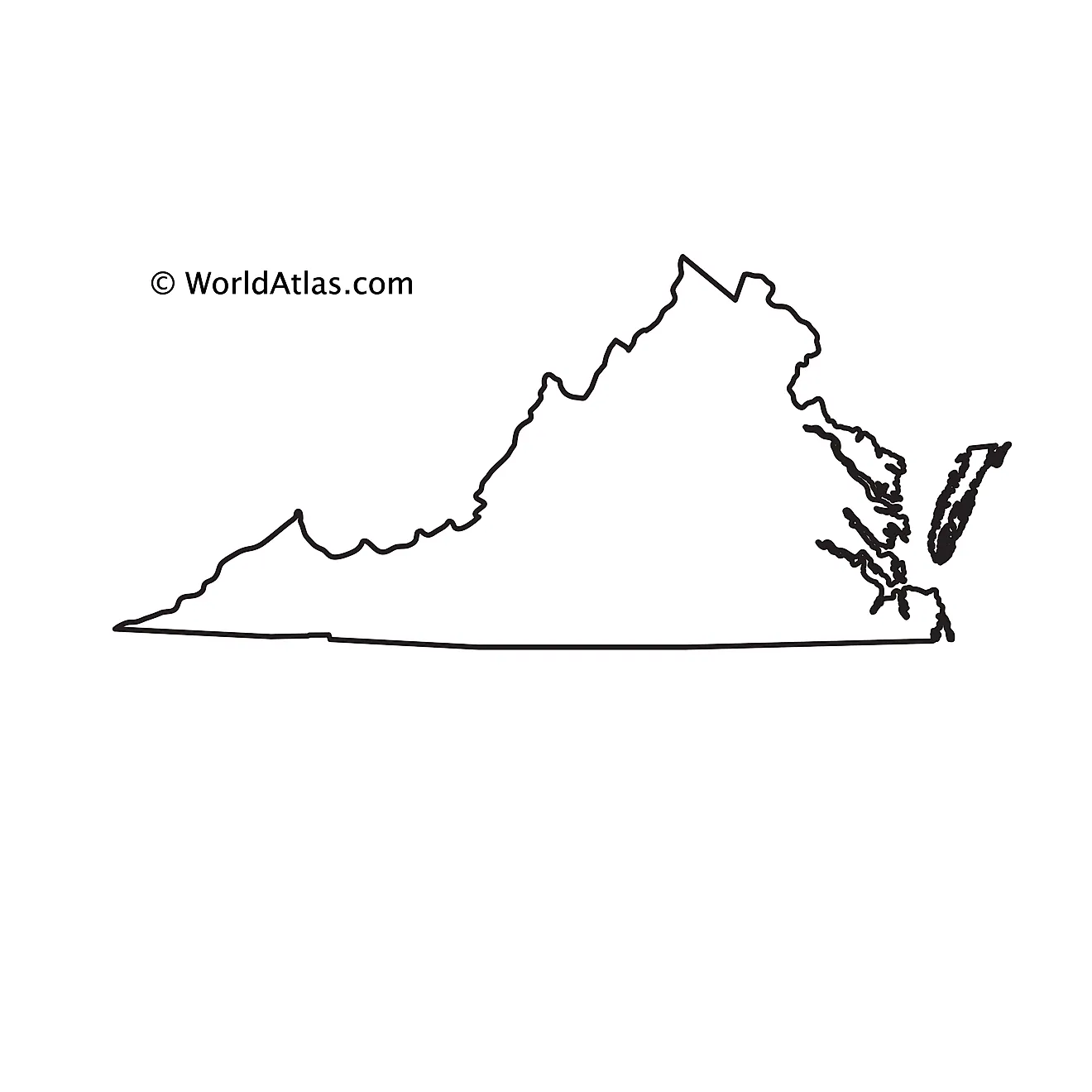 Blank Outline Map of Virginia